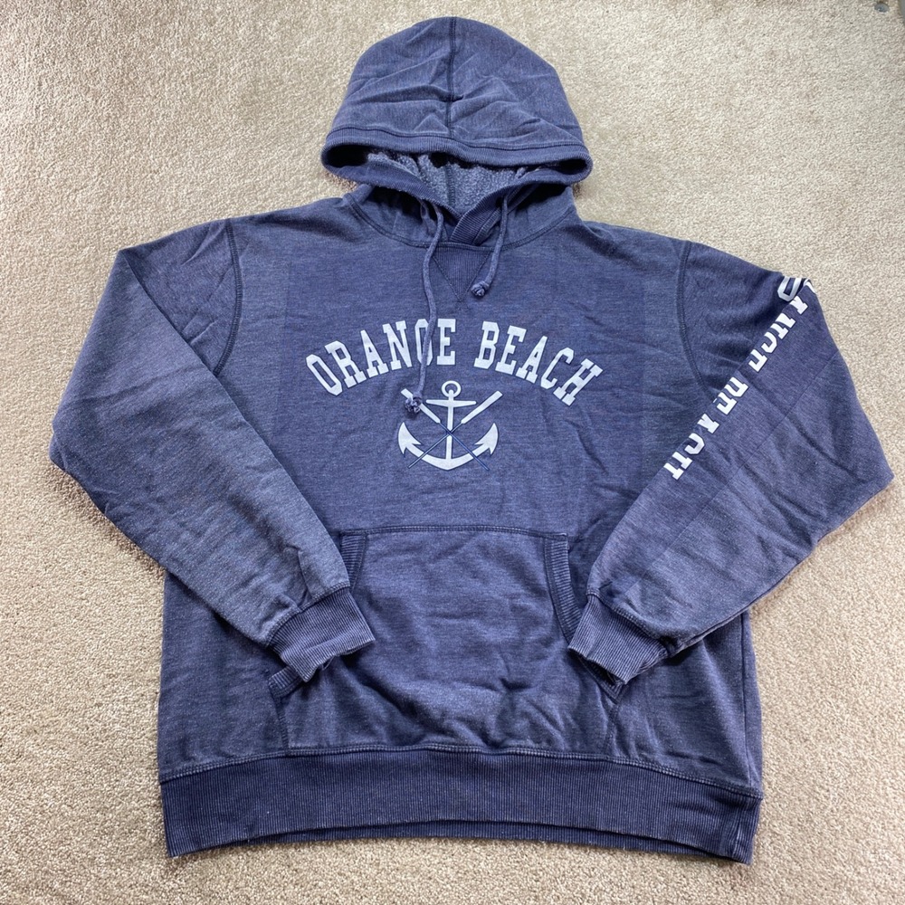 U.S.‎ Apparel Hoodie Mens Large Blue Orange Beach Alabama Pullover Sweatshirt